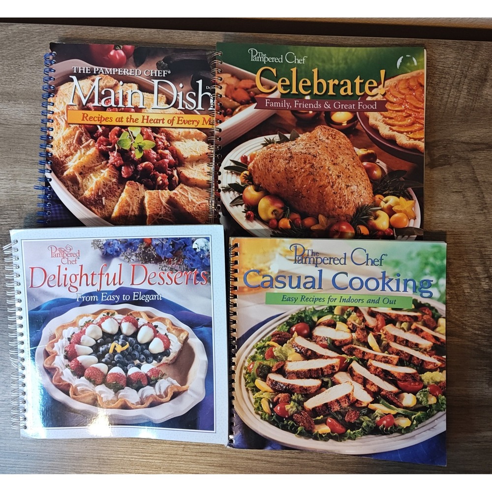 Pampered Chef Cookbook Set 4 Books OS Multicolor Spiral‎ Bound Recipe Collection
